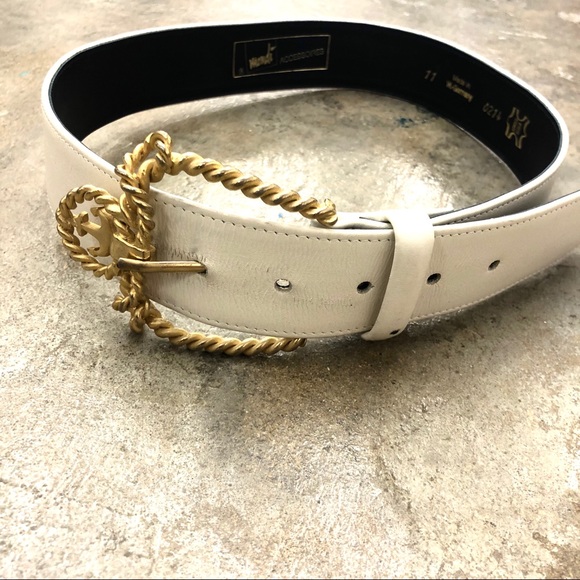 Vintage Buckle Belt Oversized White Nautical Gold - Picture 3 of 7